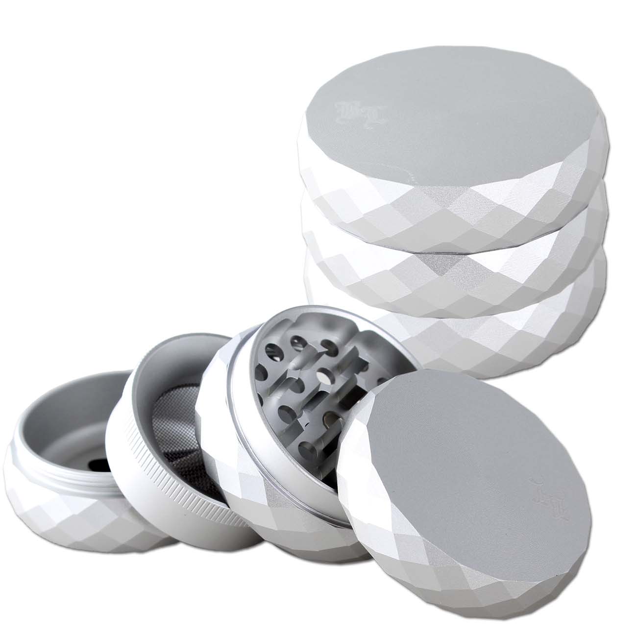 Black Leaf Alu Grinder mit Innensieb 4-tlg. silber
