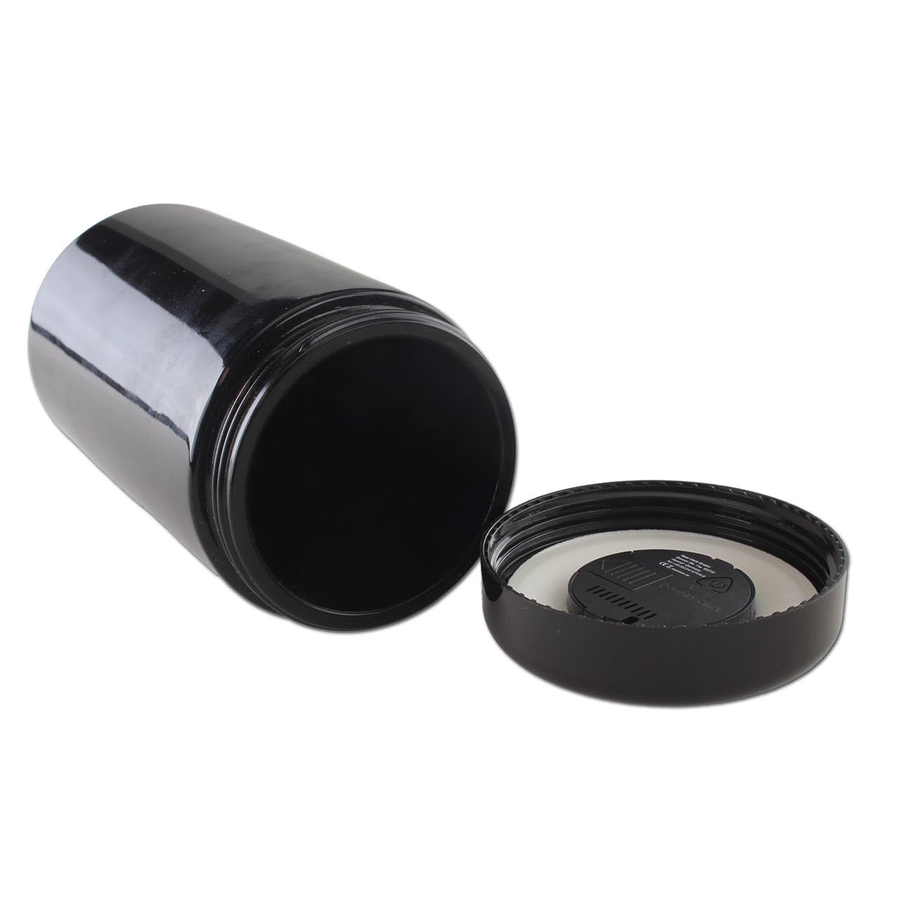 Violettglasdose m. Thermo- + Hygrometer
