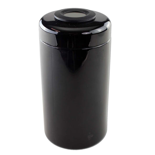 Violettglasdose m. Thermo- + Hygrometer