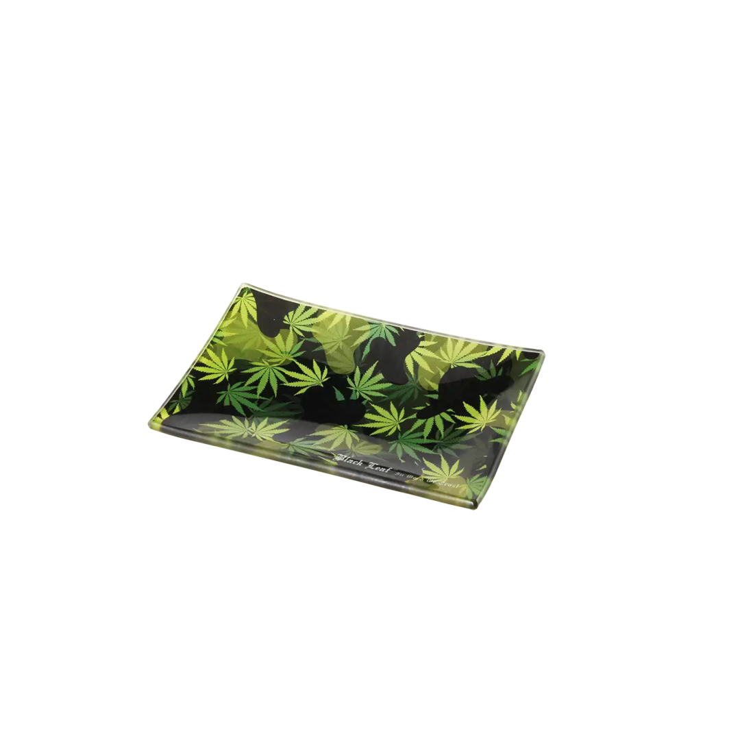 Black Leaf Camo Rolling Tray aus Glas - CloudyMinds
