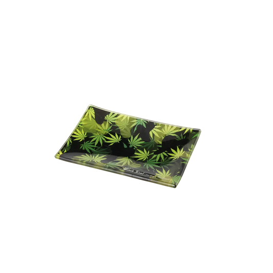 Black Leaf Camo Rolling Tray aus Glas - CloudyMinds